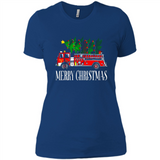 Firetruck Santa Sleigh Merry Christmas Firefighter - Ladies' Boyfriend T-Shirt