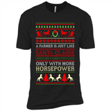 Funny Farmers Gift Ugly Santa Claus Horsepower - Premium Short Sleeve T-Shirt
