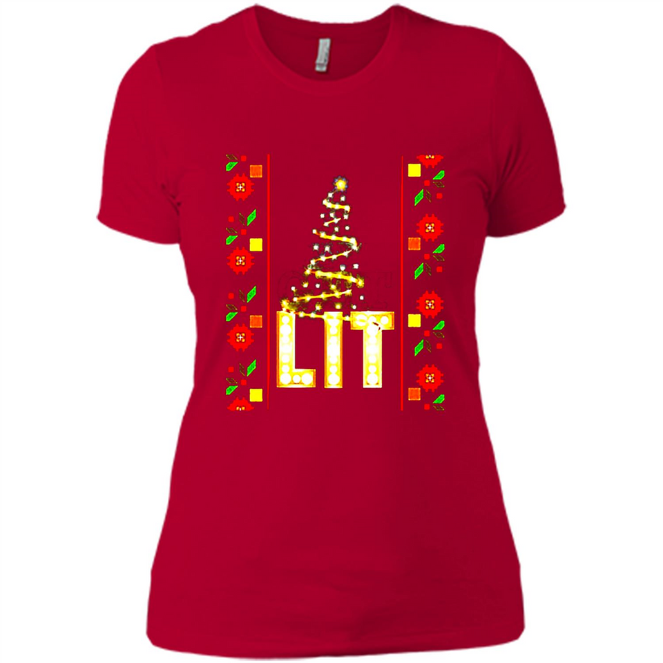 Funny Lets Get Lit Christmas Tree - Ladies' Boyfriend T-Shirt