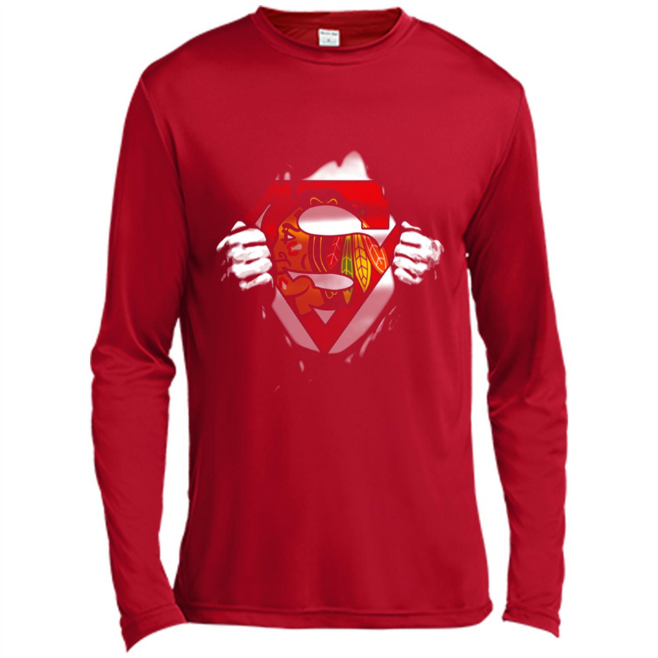 Chicago Blackhawks And Superman Fans - Canvas Long Sleeve T-Shirt