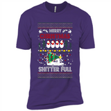 Merry Christmas Shitter Full Christmas Tree Snowman Sweater PINGPONG - Premium Short Sleeve T-Shirt