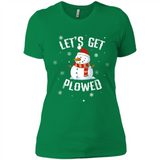 Let's Get Plowed Funny Christmas Snowman - Ladies' Boyfriend T-Shirt