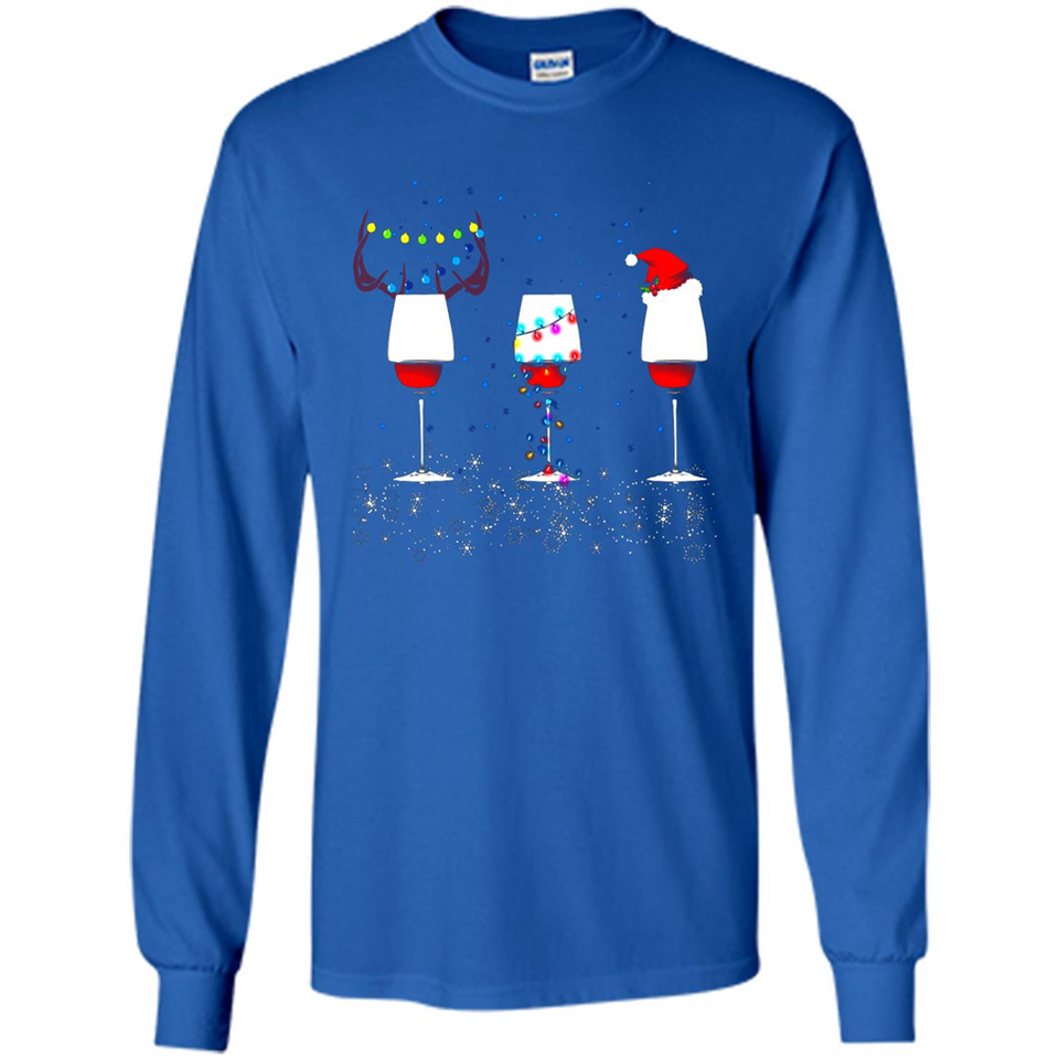 Christmas Red Wine Funny Merry Xmas Sweatshirt - Long Sleeve T-Shirt