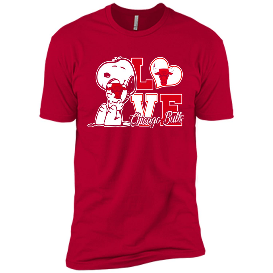 Snoopy loves NBA Chicago Bulls - Premium Short Sleeve T-Shirt