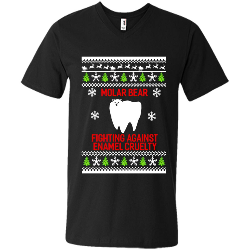 Molar bear fighting against enamel cruelty Christmas - Men's V-Neck