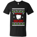 Molar bear fighting against enamel cruelty Christmas - Men's V-Neck