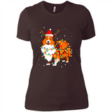 Christmas Lights Shetland Sheepdog Wearing Santa Hat Funny Xmas Mug - Ladies' Boyfriend T-Shirt