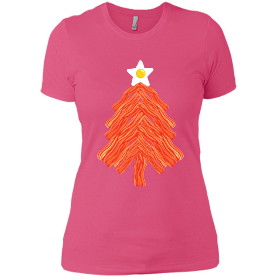 Bacon & Eggs Over Easy Fried Food Breakfast Xmas Tree Foodie - Ladies' Boyfriend T-Shirt