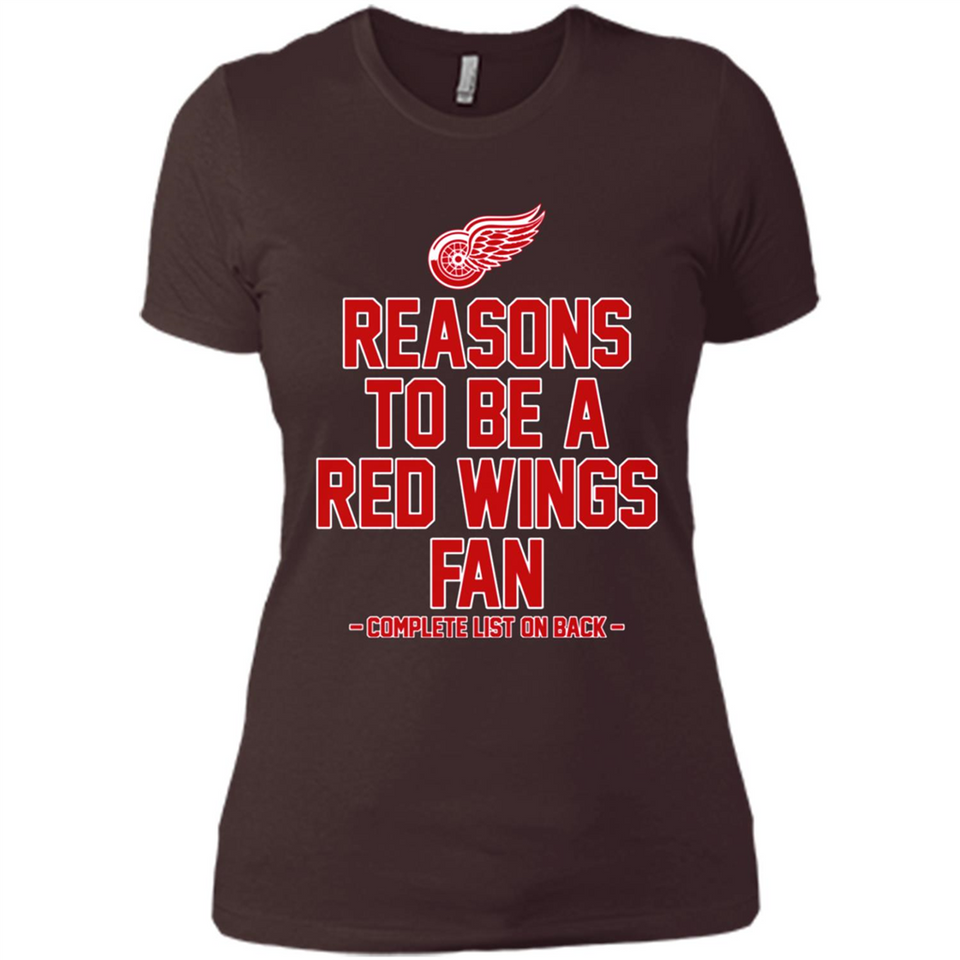 Reasons to be a Detroit Red Wings Fan Complete List on Back - Ladies' Boyfriend T-Shirt