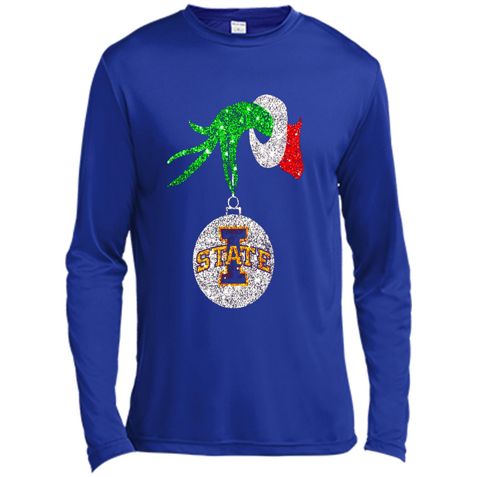 Amazing Iowa State Cyclones Glitter Grinch Monogram Ornament Christmas Gift - Canvas Long Sleeve T-Shirt