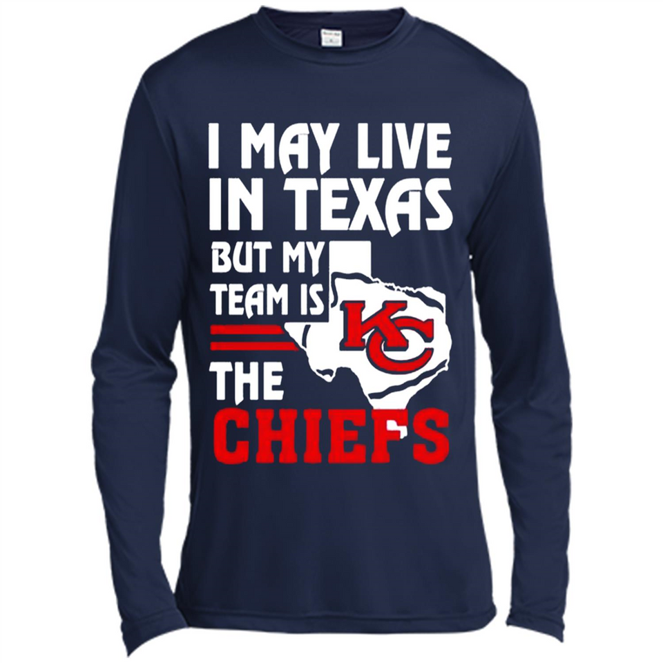 I May Live In Texas But My Team Is The Chiefs - Canvas Long Sleeve T-Shirt
