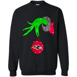GRINCH HAND HOLDING BALTIMORE RAVENS GLITTER CHRISTMAS PINGPONG