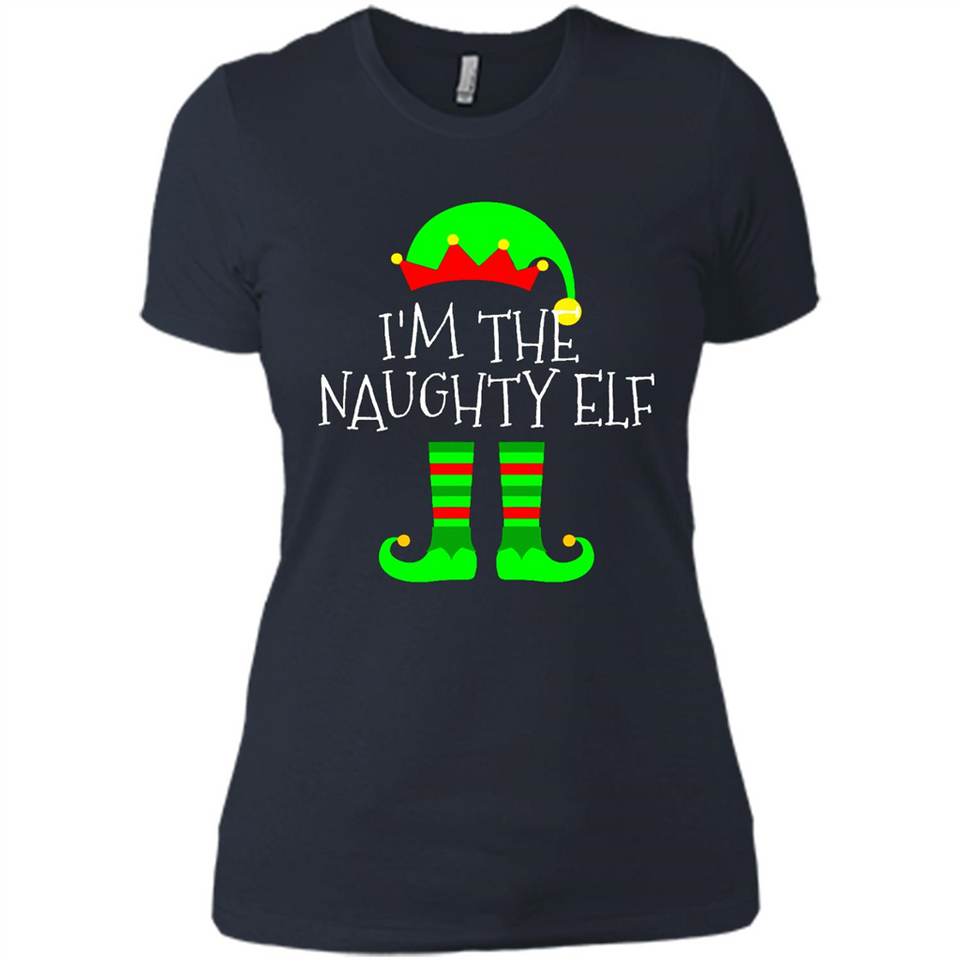 Matching Family Christmas Shirt Funny I'm The Naughty Elf Black mugs PINGPONG - Ladies' Boyfriend T-Shirt