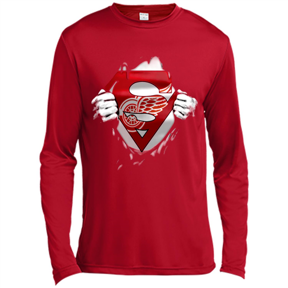 Detroit Red Wings And Superman Fans - Canvas Long Sleeve T-Shirt