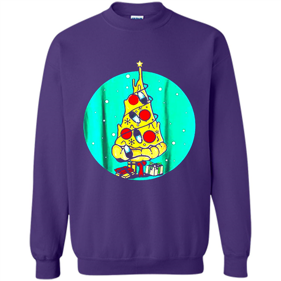 Funny Pizza Ugly Christmas Sweater Xmas Pizza Tree - Sweatshirt
