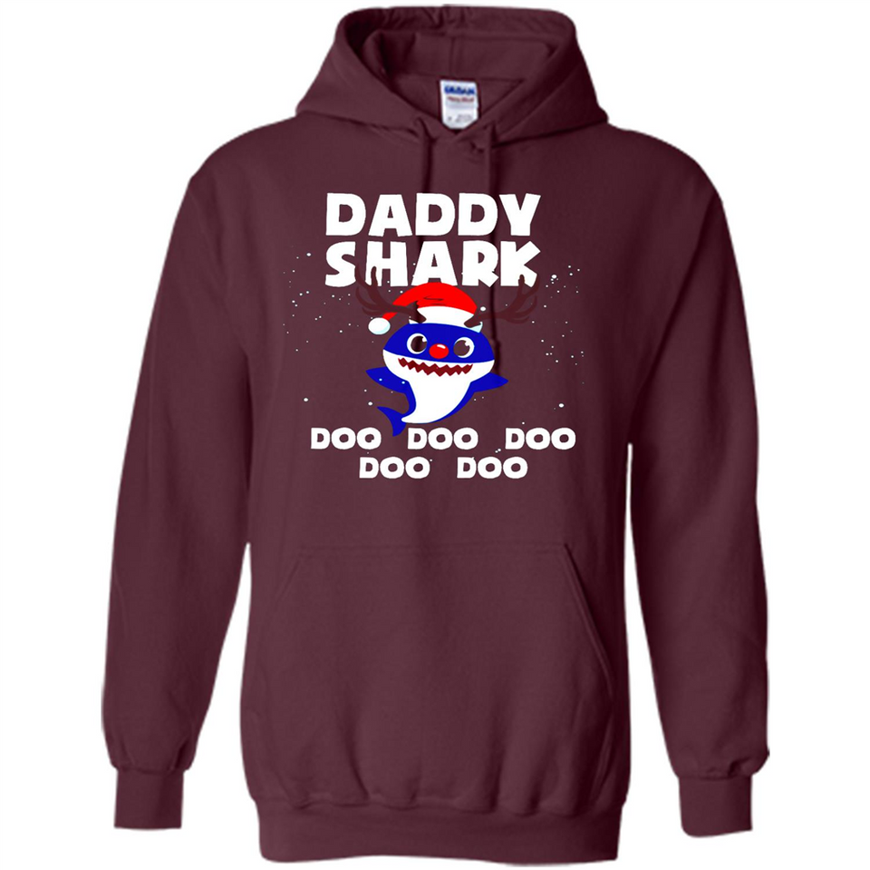Daddy Shark Costume Reindeer Funny Christmas T-Shirt - Hoodie