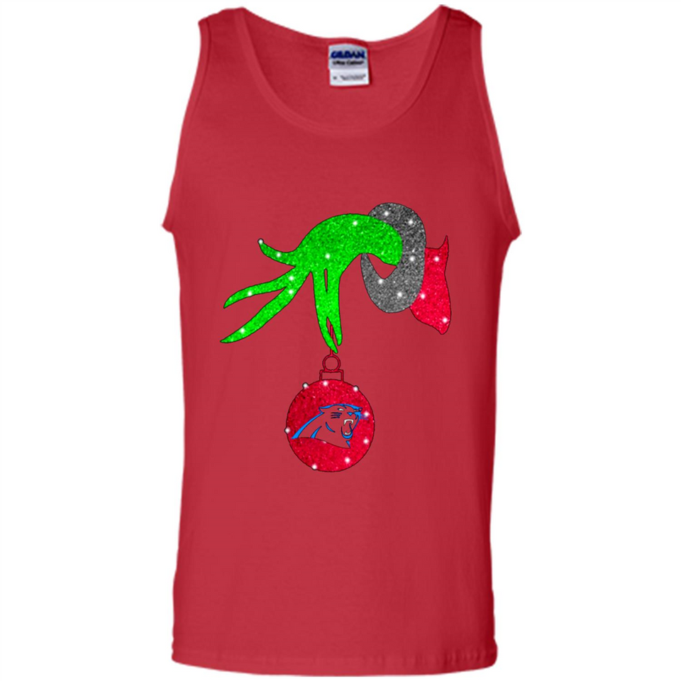 GRINCH HAND HOLDING CAROLINA PANTHER GLITTER CHRISTMAS PINGPONG