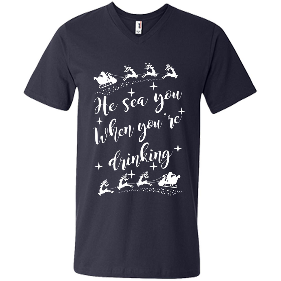 He Sees You When You're Drinking - Men's V-Neck