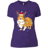 Christmas Lights Shetland Sheepdog Wearing Santa Hat Funny Xmas - Ladies' Boyfriend T-Shirt
