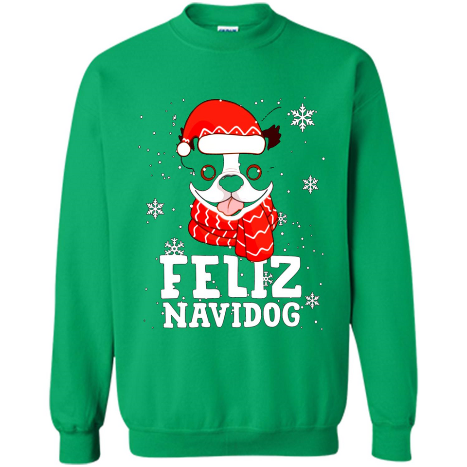 Feliz Navidog Boston Terrier Dog Ugly Xmas Sweater PING PONG