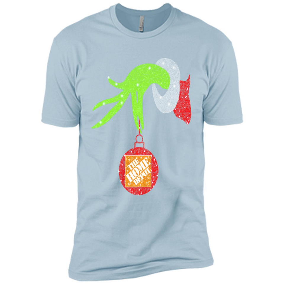 Grinch hand holding Logo HomeDepot Glitter Christmas - Premium Short Sleeve T-Shirt