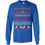 Funny Farmers Gift Ugly Santa Claus Horsepower - Long Sleeve T-Shirt