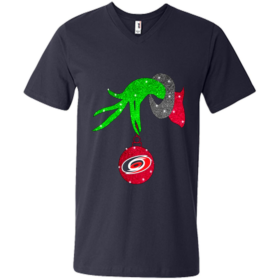 GRINCH HAND HOLDING CAROLINA HURRICANES GLITTER CHRISTMAS PINGPONG