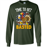 Time To Get Basted Funny Turkey Beer Thanksgiving - Long Sleeve T-Shirt