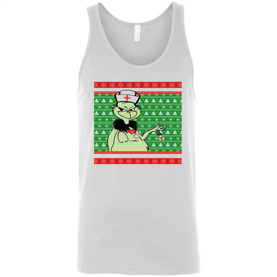 Grinch Nurse Ugly Christmas Sporty T-Shirt PINGPONG - Canvas Unisex Tank