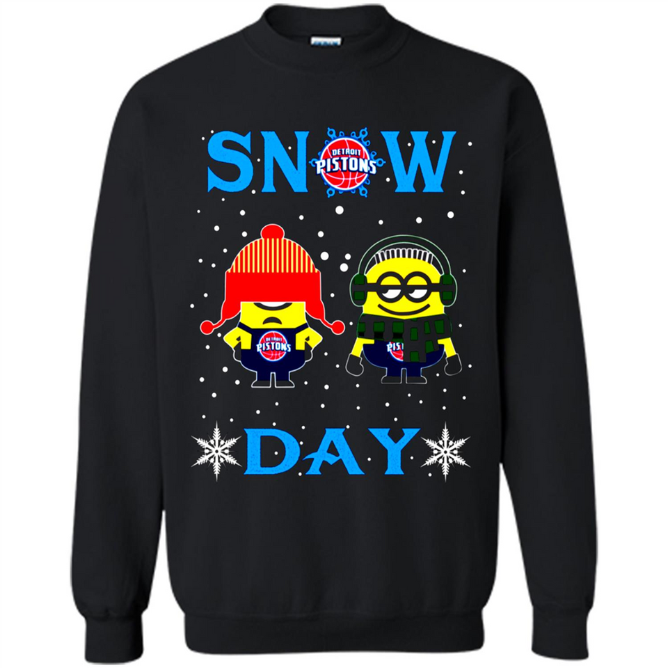 Snow Day Shirt For Detroit Pistons Vs Minion Fans pingpong