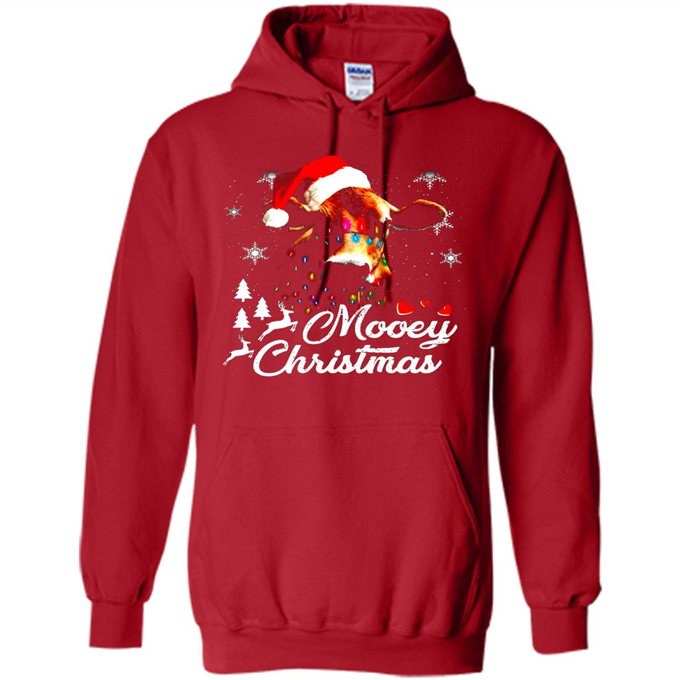 Mooey Christmas Cow Santa Christmas Lover Lights Sweatshirt - Hoodie