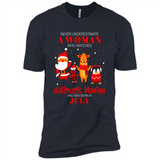 Never Underestimate A July Woman Watches Hallmark Movies Sweatshirt - Premium Short Sleeve T-Shirt