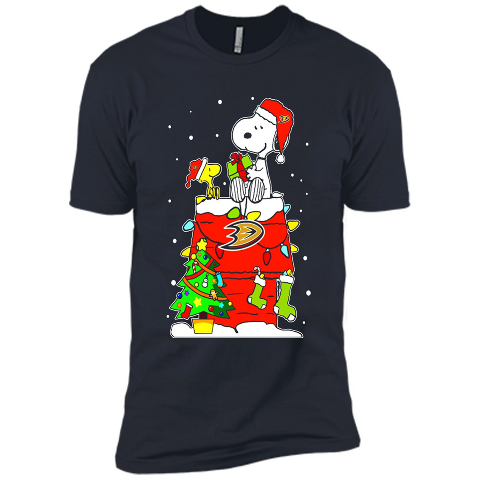Anaheim Ducks Snoopy Ugly Christmas Sweaters - Sao chép - Premium Short Sleeve T-Shirt