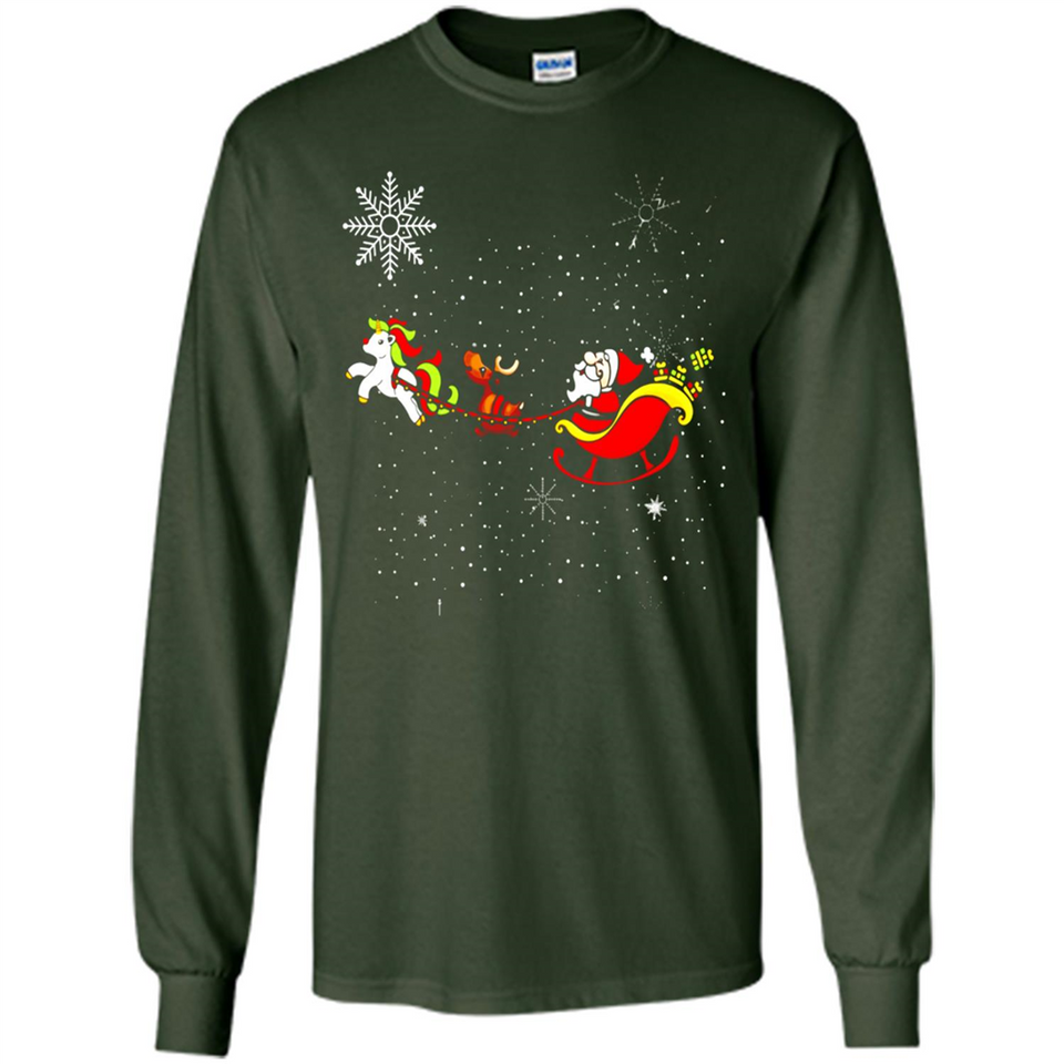 Christmas Unicorn Rudolph and Santa - Long Sleeve T-Shirt