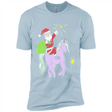 Distressed Retro Santa Riding Unicorn - Premium Short Sleeve T-Shirt