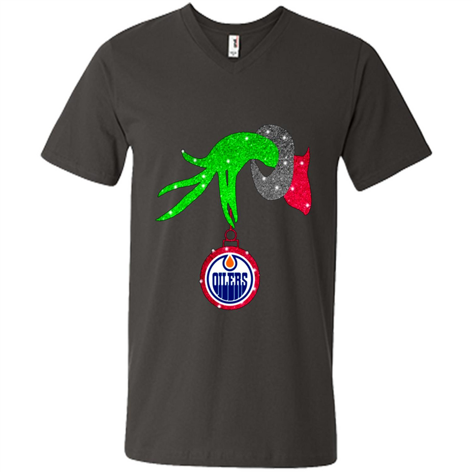 GRINCH HAND HOLDING EDMONTON OILERS GLITTER CHRISTMAS PINGPONG