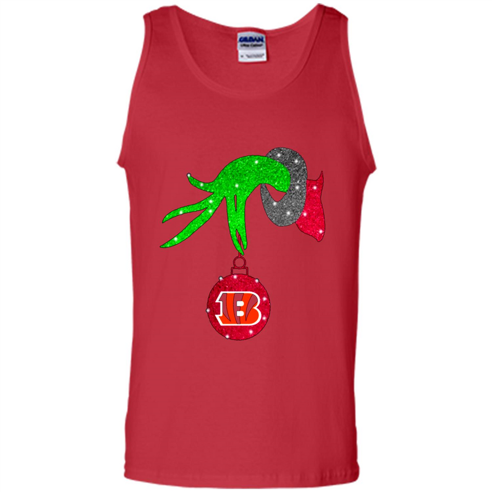 GRINCH HAND HOLDING CINCINNATI BENGALS GLITTER CHRISTMAS PINGPONG