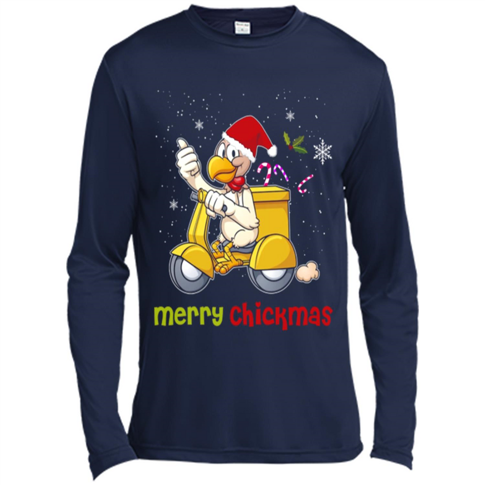 Funny Santa Christmas Chicken Shirt - Merry Chickmas - Canvas Long Sleeve T-Shirt