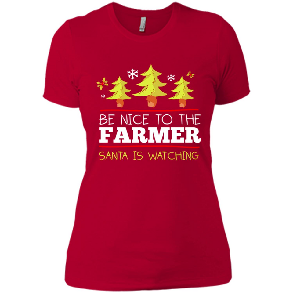 Be Nice to Farmer Santa Watching Christmas - Ladies' Boyfriend T-Shirt