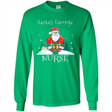 Funny Christmas Nurse Shirt, Santa_s Favorite Nurse - Long Sleeve T-Shirt