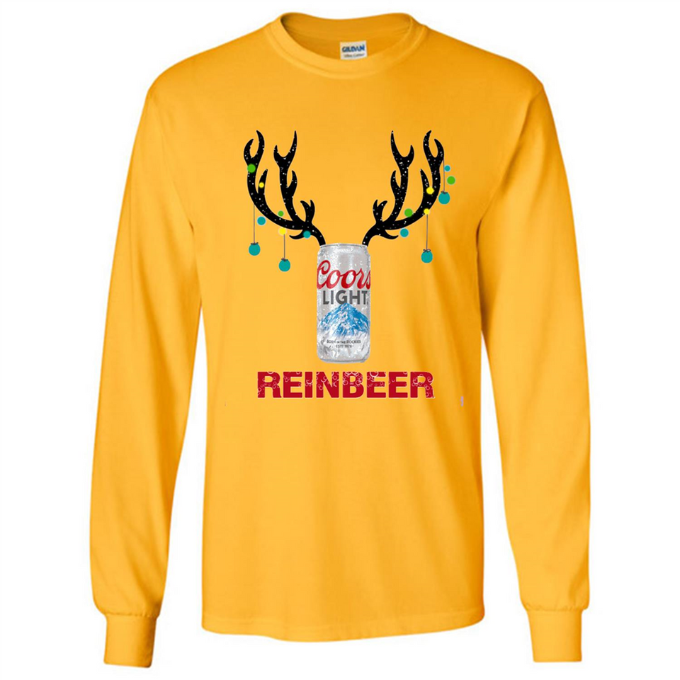 Coors Light Reinbeer Funny Beer Reindeer Christmas Sweatshirt - Long Sleeve T-Shirt
