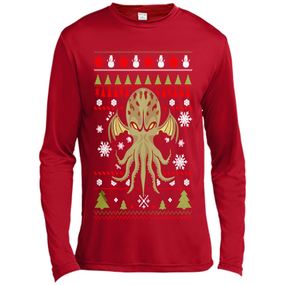Octopus Ugly Sweater Christmas - Canvas Long Sleeve T-Shirt