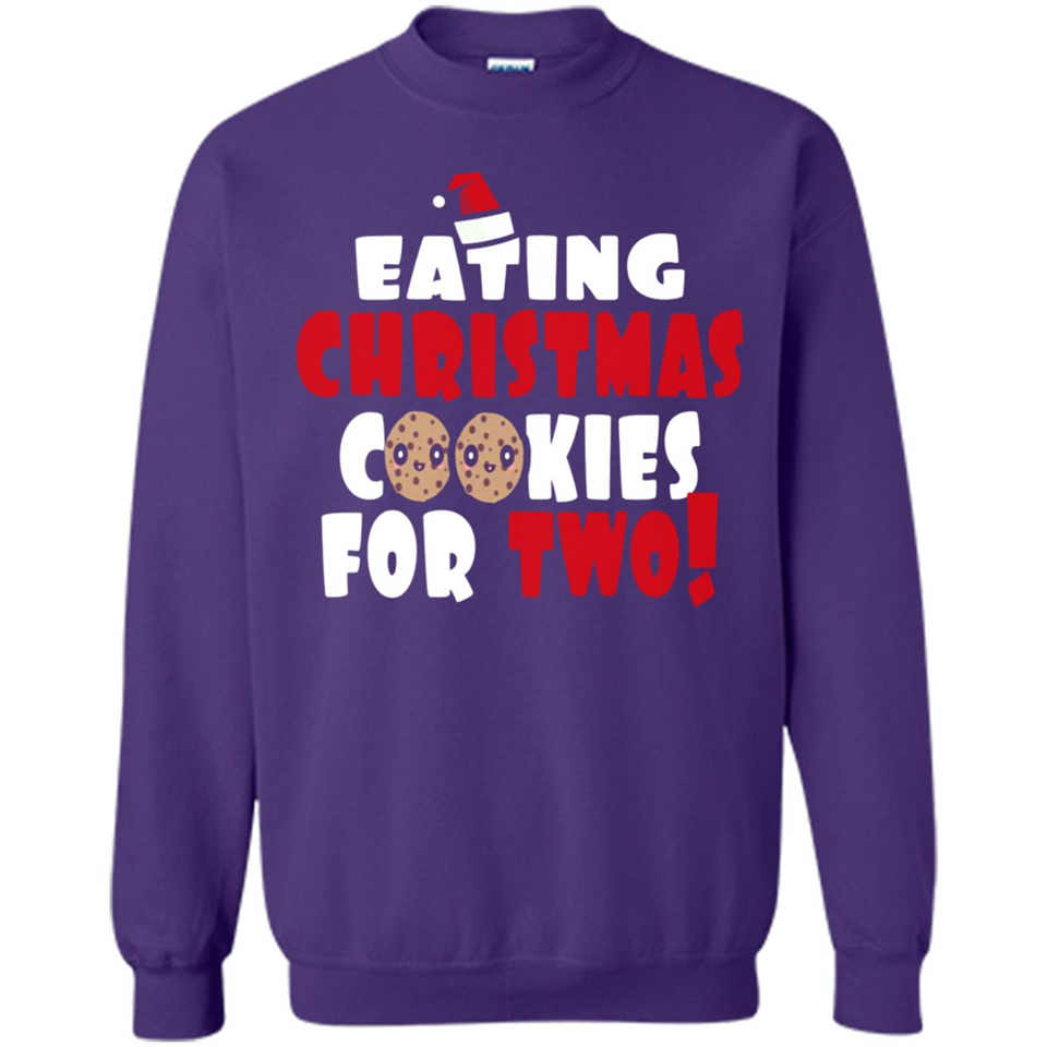 Womens Funny Eating Christmas Cookies For Two Pregnancy - Sweatshirt