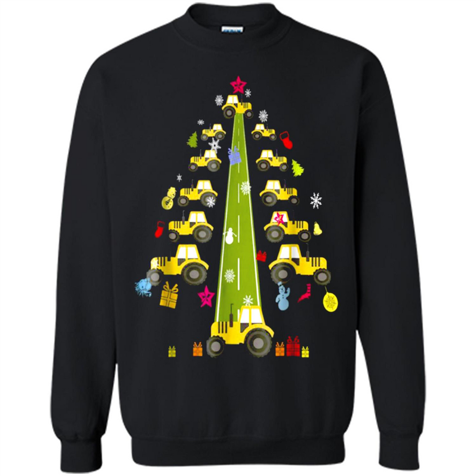 Tractor Car Christmas Tree T-shirt For Drivers