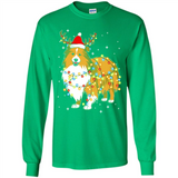 Christmas Lights Shetland Sheepdog Wearing Santa Hat Funny Xmas - Long Sleeve T-Shirt
