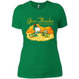 Snoopy Thanksgiving Give Thanks With A Grateful Heart - Ladies' Boyfriend T-Shirt