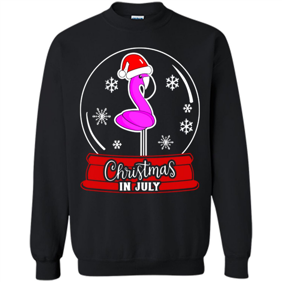 Christmas In July Flamingo Snow Globe Santa Hat - Sweatshirt