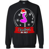 Christmas In July Flamingo Snow Globe Santa Hat - Sweatshirt