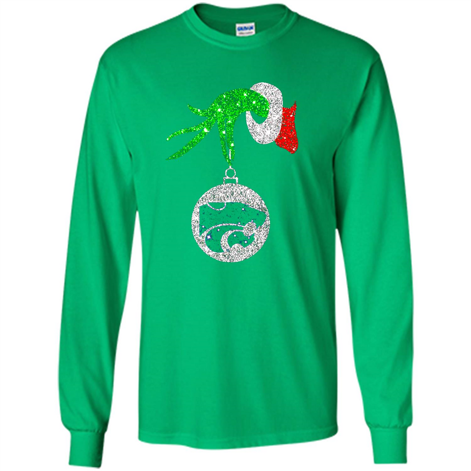 Amazing Kansas State Wildcats Glitter Grinch Monogram Ornament Christmas Gift - Long Sleeve T-Shirt