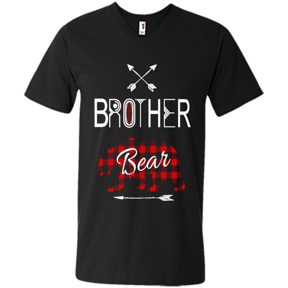 Brother Shirt Buffalo Plaid Family Camping Bear Tee - Men's V-Neck
